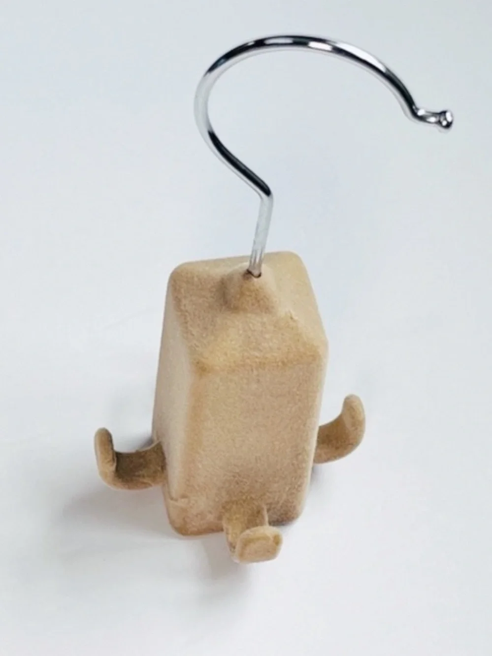 Velvet Accessory Hanger Four Hook Small Tan Closet Organizer for Tie Belt Scarf
